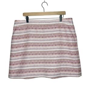 LOFT Women’s Tweed Mini Skirt Sz16 Multicolor Pink & Orange Stripes W/ Pockets